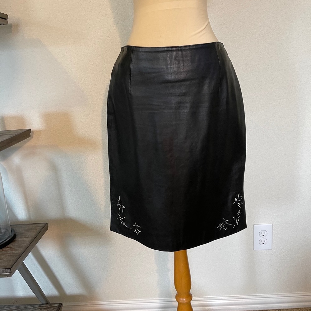 Marchese Leather Skirt Black MIDI size 6